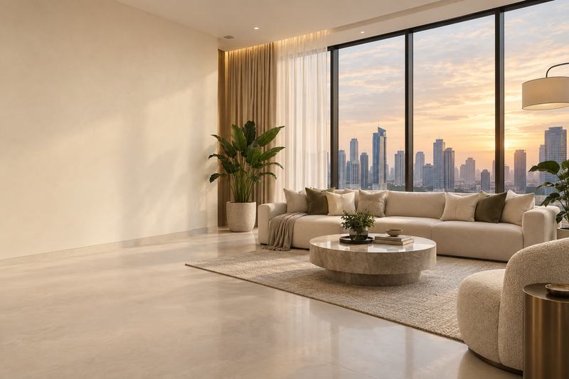 AI interior illustration · not a managed-property photograph